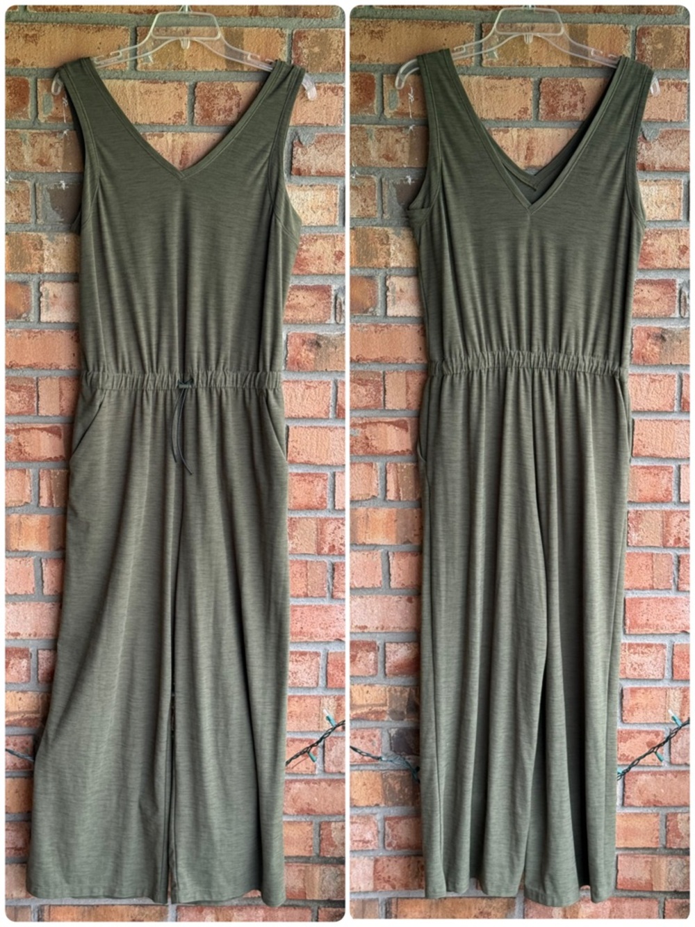 Old Navy Active Breathe On V-Neck Wide Leg Jumpsuit Green Size Medium